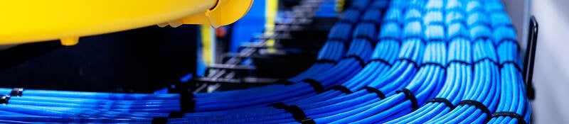 Blue network cable in Data Center